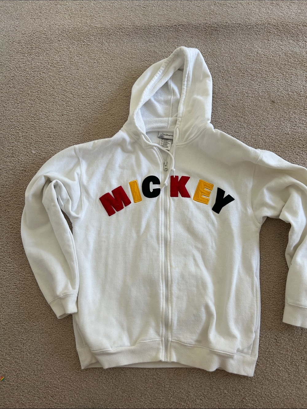 Disney White Hoodie with Color Block MICKEY Letters